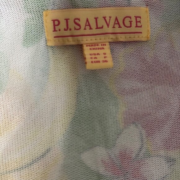 P.J. Salvage 3-Piece Tropical Fruit Print Pajama Set Tank Button-Up Top Pants S - Picture 13 of 16